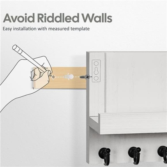 Key Holder for Wall:Easy Installation Mail Organizer Wall Mount Hanging Key Rack - Picture 3 of 6